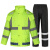 救援反光雨衣雨裤套装交通安全服保安防水两件式巡逻物业防雨服 萤光绿普通款 XL