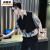 芮蔓菲（RUIMANFEI）中国风水墨衬衫男士夏季冰丝垂感衬衫2024新款男装上衣休闲五分袖 黑色 XL