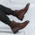 井柏凝公司上班搭配正装穿的小皮鞋厚英伦士中高帮皮鞋商务休 棕色 38