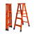 储力叉车 碳钢人字梯 便携折叠梯子 宽踏板面包梯工程梯1.2米/4步 橙色加厚新