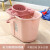 手压带滑轮加厚洗拖把桶挤水桶墩布清洁单桶拖把压干桶大容量 粉色桶