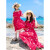 慕雅香子装海边度假沙滩裙母女装酒红色一字肩连衣裙一家三口旅游拍照 女士S