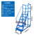 仓库登高车超市货架式上货登高梯库房理货取货可移动带轮平台梯子 6踏步平台高度1.5米(0.6m宽) 蓝色