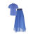 万派摩欧美时尚女神范套装女2024夏季气质修身衬衫半身两 蓝色(套装) S【建议斤以下】
