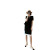 NYJK小香风黑色圆领气质撞色连衣裙夏法式小众针织裙极简显瘦 黑色针织冰丝裙 S