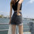 诗兰伦萨（SHILANLUNSA）牛仔短裤女夏季新款高腰显瘦薄款休闲学生宽松a字阔腿热裤子女 黑灰色 2XL（125-135斤）