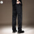 凯文 马克斯 KEVIN MAX品牌高端美式拼接牛仔裤男2023年冬季新款宽松裤加绒休闲裤男 黑色 28 二尺一
