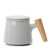 花幺里陶瓷泡茶壶木柄带茶隔带花杯子办公杯盖过滤茶 黑色