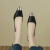 安德鲁 斯达克（Andrew Stark）高跟鞋女2023新款法式小众设计感气质名媛配裙子金属头方跟单鞋女 7cm 米白色CM跟高(偏大半码，脚 33