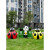 户外卡通动物熊猫分类垃圾桶玻璃钢雕塑游乐园商场用美陈装饰摆件 浅黄色 97背包女孩垃圾桶