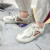 百丽踏远波2088镂空网面透气帆布鞋女2020夏季韩版百搭小白鞋学生板鞋 米色 39