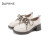 达芙妮官方 经典系带乐福鞋新春中跟英伦风单鞋新品 乳白色(跟高5.5cm) 37