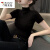 啄木鸟品牌莫代尔高领短袖t恤女夏季女装新款黑色打底衫针织体恤内搭上 黑色莫代尔 XL适合108-120斤
