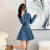 欧里洁 OLIDGE牛仔裙连衣裙2024设计感长袖女年春装新款法式复古小个子抽绳收腰 牛仔蓝 S 70-77斤