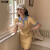 伊琦蕾（YIQILEI）Polo针织连衣裙女夏2021新款甜辣风设计感小个子ins超仙显瘦裙子 黄色 S