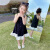 DRTYY儿童夏装小孩衣服4-6岁连衣裙夏季女孩女童吊带裙新款洋气背心裙 黑色 90cm(90cm)