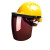 沁度定制电焊面罩配安全帽式焊工防护面具防烤脸护脸全脸焊头戴式焊帽 (茶色)面罩+三筋透气(黄色)安全