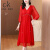 CASA-KUPS杭州真丝连衣裙女2024年夏季新款高端时尚洋气宽松收腰显瘦裙子 红色 M 建议90-105斤
