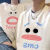 月袖（YUEXIU）两件装]情侣装短袖夏天季法式感ins风棉的t恤学生上衣女 EMO表情两件白 女S男S