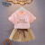 迪士尼（Disney）女童夏装套装2024新款1-7岁儿童时尚短袖洋气两件套韩版女宝潮衣 裙裤套装咖啡色 3XL(130cm)