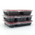 冰禹 一次性餐盒打包盒 外卖快餐饭盒塑料饭盒 红黑三格带盖(100套) BYyn-798
