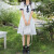 爱图荣2024夏季新款连衣裙甜美宽松型中长款套头学院风海军领裙子 白色 S