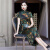 默尼密司品牌新中式旗袍女2024年夏季新款复古优雅系带收腰减龄改良连衣裙 复古绿 3XL