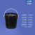 黑色大口桶工业级水桶塑料桶密封桶油漆桶油墨桶胶桶桶小桶大桶机油桶带盖带提手黑色避光桶 6L-黑色