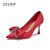 卓诗尼女鞋2024春新款尖头细跟法式浅口单鞋蝴蝶结镶钻软皮高跟鞋 红色 37