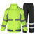 昊鹰 安全反光分体式透气雨衣雨裤套装 户外骑行成人反光雨衣套装 荧光绿+黑色裤子L170