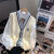 BXPG韩版短款毛线小背心宽松领无袖毛衣坎肩日系学院风针织马甲衬衫两 米白色 S