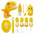 班达熊刷牙玩具早教儿童宝宝仿真过家家牙医套装过家家恐龙主题医生 10件套黄恐龙牙医生