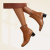 爱马仕（HERMES）女鞋栗棕色山羊皮5厘米高跟及踝靴短靴 35