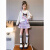 迪士尼（Disney）库洛米女童学院风套装秋装洋气纯棉卫衣春秋儿童JK百褶裙子两件套 电话库洛米卫衣+紫色裙+包包 110