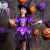 温蔓尔万圣节服装儿童女孩女童套装化妆舞会装扮女巫裙cos公主小女巫衣1 紫裙子+帽子 160
