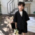 DISNEY迪士尼男童西装套装夏季新款薄款休闲男孩宝宝洋气范黑色儿童短袖 黑色套装[送白T] 90