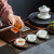 HYWLKJ复古中国风合金茶托功夫茶杯垫茶垫创意茶具配件茶碟杯托防滑茶道 红铜色（残荷）合金杯垫