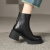 迪芙斯（D:FUSE）切尔西靴女冬季新款保暖加绒切尔西靴子短靴DF3411614F* 黑色 加绒  35