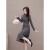 CAT AI TATA时尚假两件连衣裙女春季年新款韩版气质修身女装裙子 灰色 M