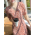 YZYO连衣裙高档洋气减龄法式V领泡泡袖女装2024春夏季系带修身气质裙 粉色 S （85-95斤）