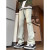佐丹奴（Giordano）复古蓝高腰牛仔裤男款夏季薄款美式高街vibe裤子高个子直筒微喇裤 黄泥色 高质量显高显瘦 S 适合90-105斤)
