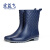 宏益飞 雨鞋 防滑中筒格子女式时尚雨鞋 保暖耐磨休闲成人雨靴 蓝色 39 