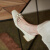 EASTTATALL女鞋法式复古珍珠浅口单鞋女2024秋优雅粗跟酒红色婚鞋红色低跟 米白色 34