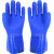 加厚工业橡胶手套磨砂防滑耐油防水化工耐酸碱棉毛浸塑手套 （2付装）博尔格801蓝色加厚款 男XL大号27cm劳保批发