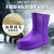 定制适用于女士雨鞋冬季加绒保暖雨靴中筒防滑水鞋加厚EVA泡沫靴 加棉紫色 38.39