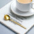 凌艾不锈钢咖啡勺甜品勺长柄搅拌勺杯勺小勺子精致金色家用短茶匙 15cm金色加长咖啡勺 圆头