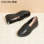 奥康（Aokang）女鞋休闲豆豆鞋舒适软底套脚妈妈鞋新款 黑色 38