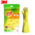 3M 思高橡胶手套 薄巧型防水防滑家务清洁手套 厨房洗衣手套大号定做 XA006502570 柠檬黄3双装