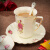 美瓷工坊英伦玫瑰办公室水杯欧式咖啡杯牛奶杯 陶瓷茶杯马克杯带盖勺 2097 【简装】大号420ml：1杯盖勺