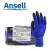 ANSELL 11-618 掌部PU深蓝色尼龙割黑色涂层轻型防护耐磨耐用工作手套12付 8# M码